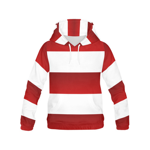 Red White Stripes All Over Print Hoodie for Women (USA Size) (Model H13)