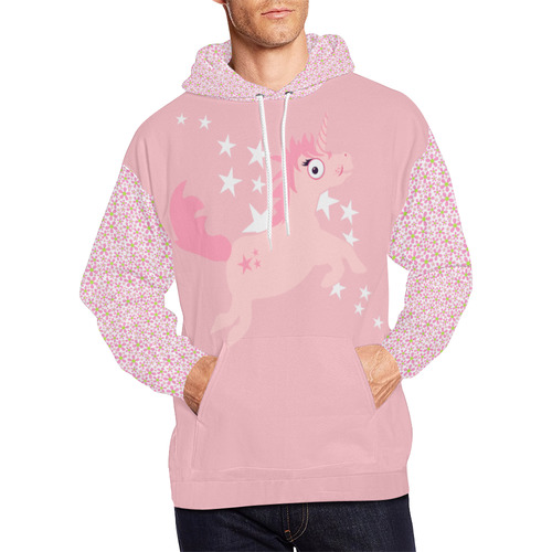 Quirky Unicorn Pink VAS2 All Over Print Hoodie for Men (USA Size) (Model H13)