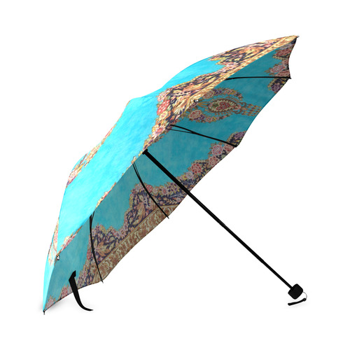 Blue Floral Persian Rug Carpet Pattern Foldable Umbrella (Model U01)