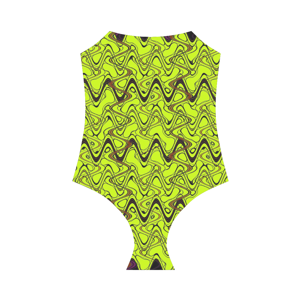 Yellow and Black Waves Strap Swimsuit ( Model S05)