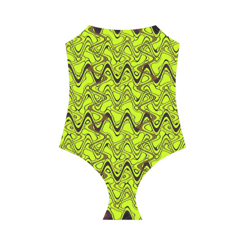 Yellow and Black Waves Strap Swimsuit ( Model S05)