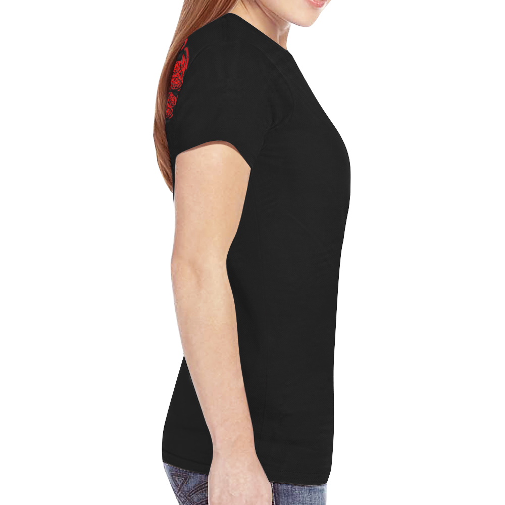 Rose Skull New All Over Print T-shirt for Women (Model T45)