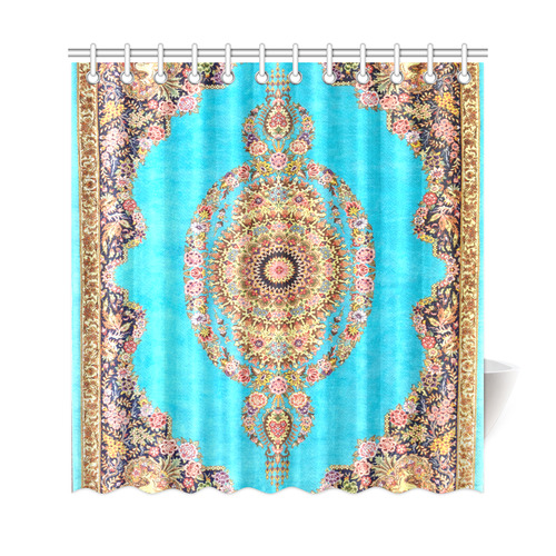 Blue Floral Persian Rug Carpet Pattern Shower Curtain 69"x72"