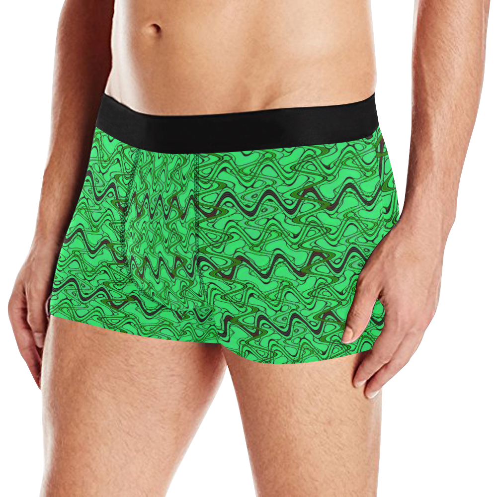 Green and Black Waves Men's All Over Print Boxer Briefs (Model L10)