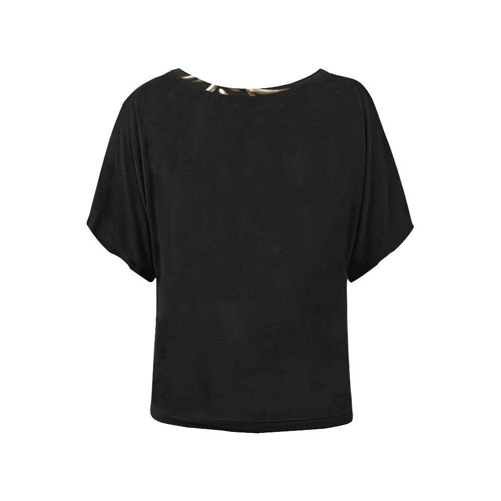 The Golden Cat Women's Batwing-Sleeved Blouse T shirt (Model T44)