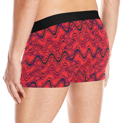 Red and Black Waves Men's All Over Print Boxer Briefs (Model L10)