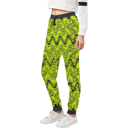 Yellow and Black Waves Unisex All Over Print Sweatpants (Model L11)