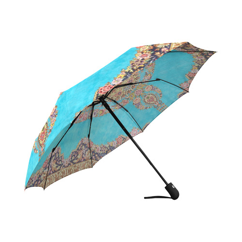 Blue Floral Persian Rug Carpet Pattern Auto-Foldable Umbrella (Model U04)