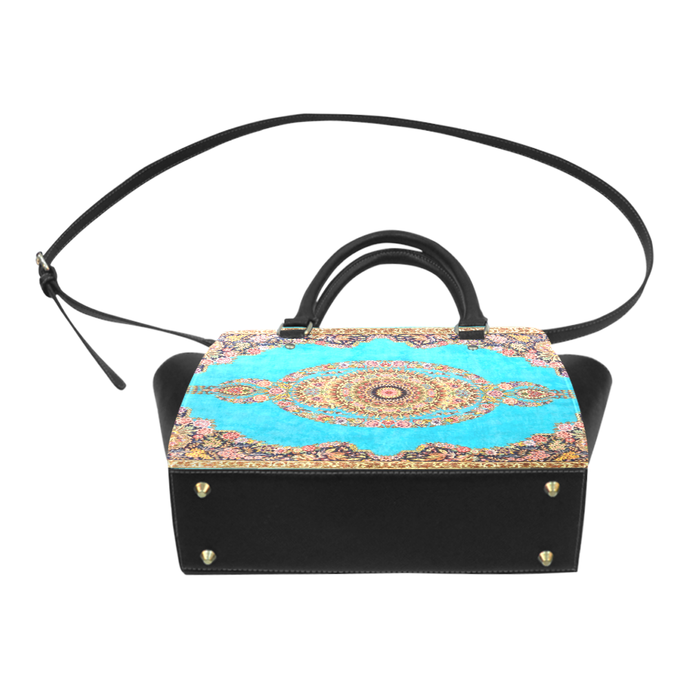 Blue Persian Rug Carpet Floral Pattern Classic Shoulder Handbag (Model 1653)