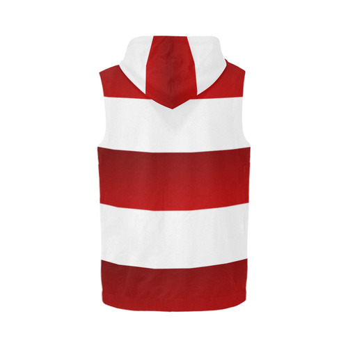Red White Stripes All Over Print Sleeveless Zip Up Hoodie for Men (Model H16)