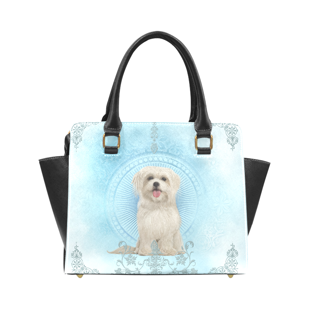 Cute havanese puppy Rivet Shoulder Handbag (Model 1645)