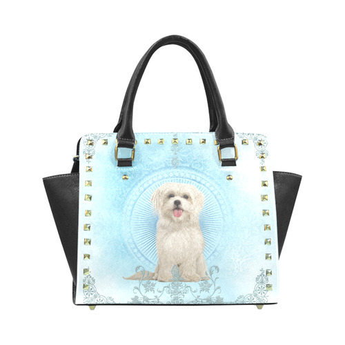 Cute havanese puppy Rivet Shoulder Handbag (Model 1645)