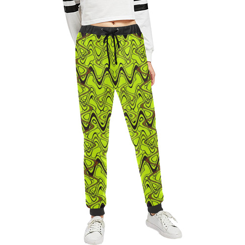 Yellow and Black Waves Unisex All Over Print Sweatpants (Model L11)