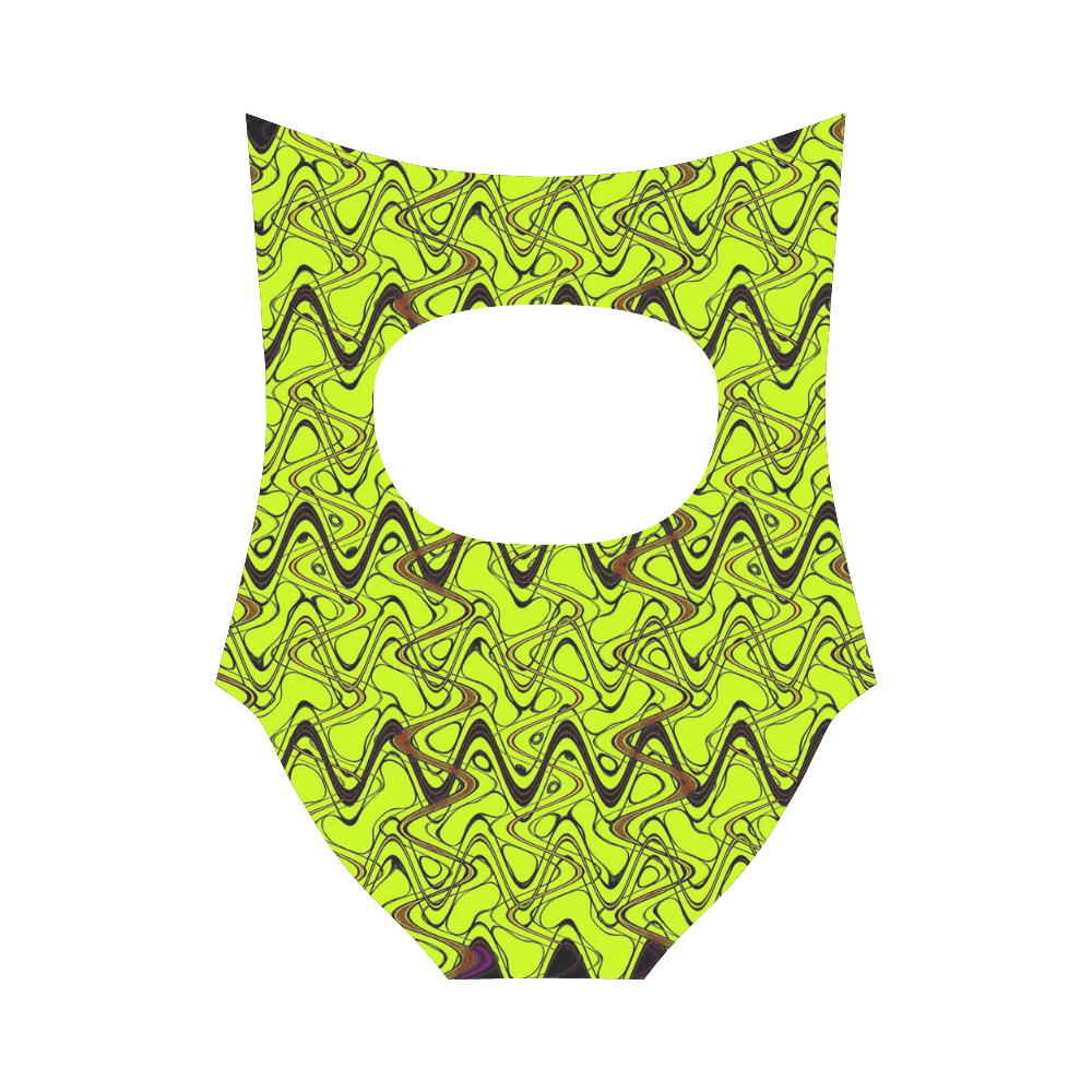 Yellow and Black Waves Strap Swimsuit ( Model S05)