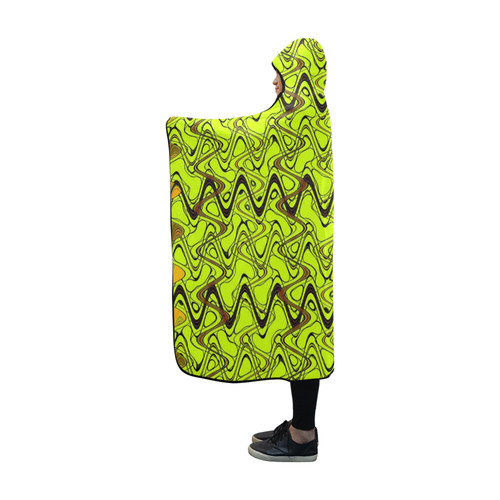 Yellow and Black Waves Hooded Blanket 60''x50''