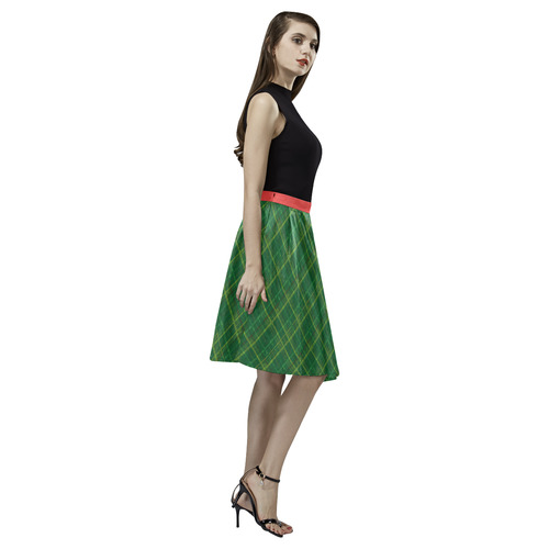 irish style tartan pattern Melete Pleated Midi Skirt (Model D15)