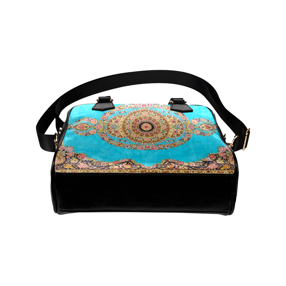 Blue Persian Rug Carpet Floral Pattern Shoulder Handbag (Model 1634)