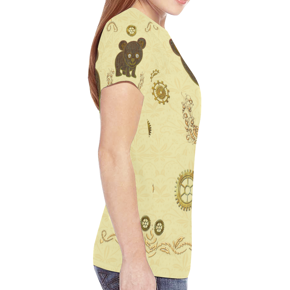 Awesome Steampunk Teddybear New All Over Print T-shirt for Women (Model T45)