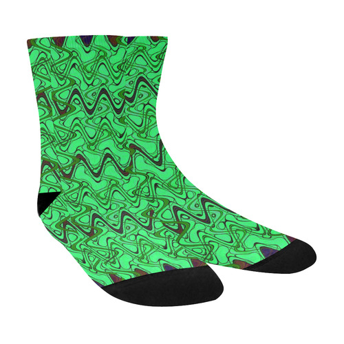 Green and Black Waves Crew Socks