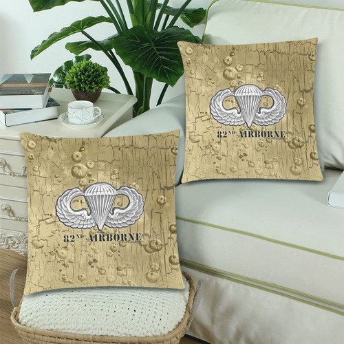 82nd Airborne Pillows in Gold Custom Zippered Pillow Cases 18"x 18" (Twin Sides) (Set of 2)