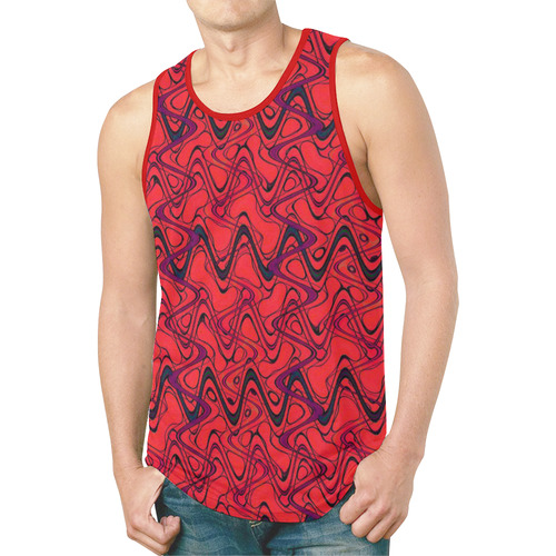 Red and Black Waves New All Over Print Tank Top for Men (Model T46)