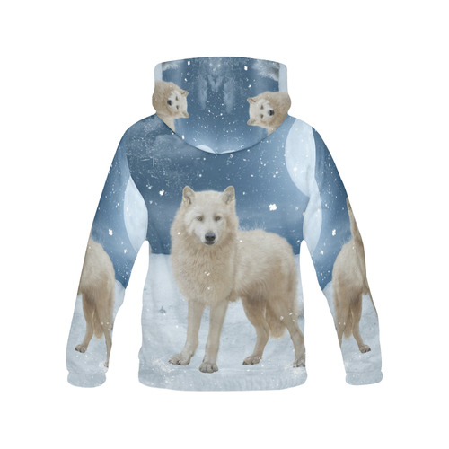 Awesome arctic wolf All Over Print Hoodie for Women (USA Size) (Model H13)