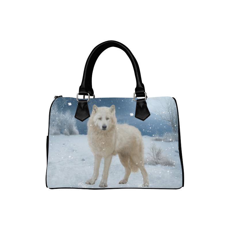 Awesome arctic wolf Boston Handbag (Model 1621)