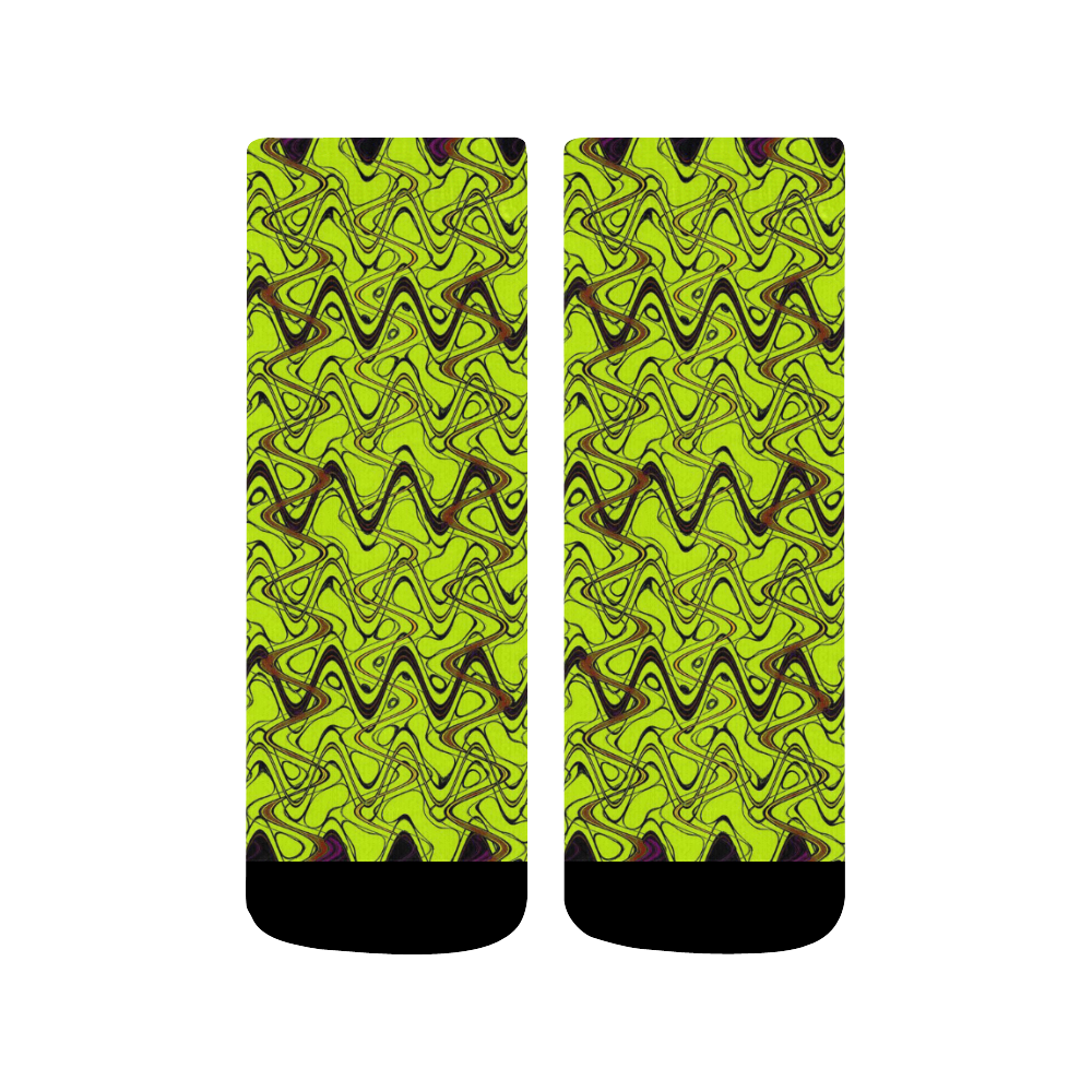 Yellow and Black Waves Quarter Socks