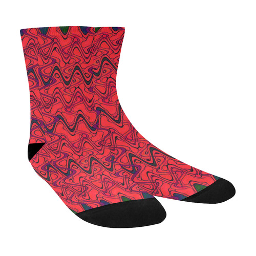 Red and Black Waves Crew Socks