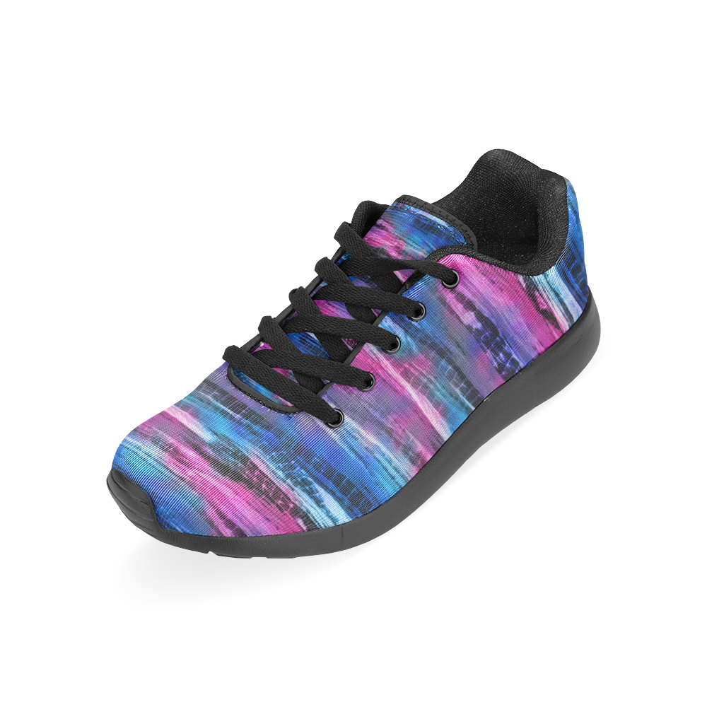 Blue N Pink Tie Dye Women's Running Shoes/Large Size (Model 020)