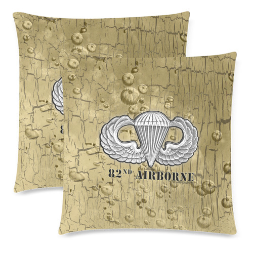 82nd Airborne Pillows in Gold Custom Zippered Pillow Cases 18"x 18" (Twin Sides) (Set of 2)