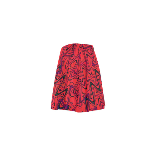 Red and Black Waves Mini Skating Skirt (Model D36)