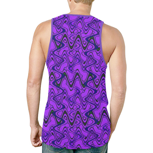 Purple and Black Waves New All Over Print Tank Top for Men (Model T46)