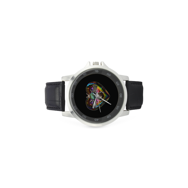 Rainbow Valentine Bee Unisex Stainless Steel Leather Strap Watch(Model 202)