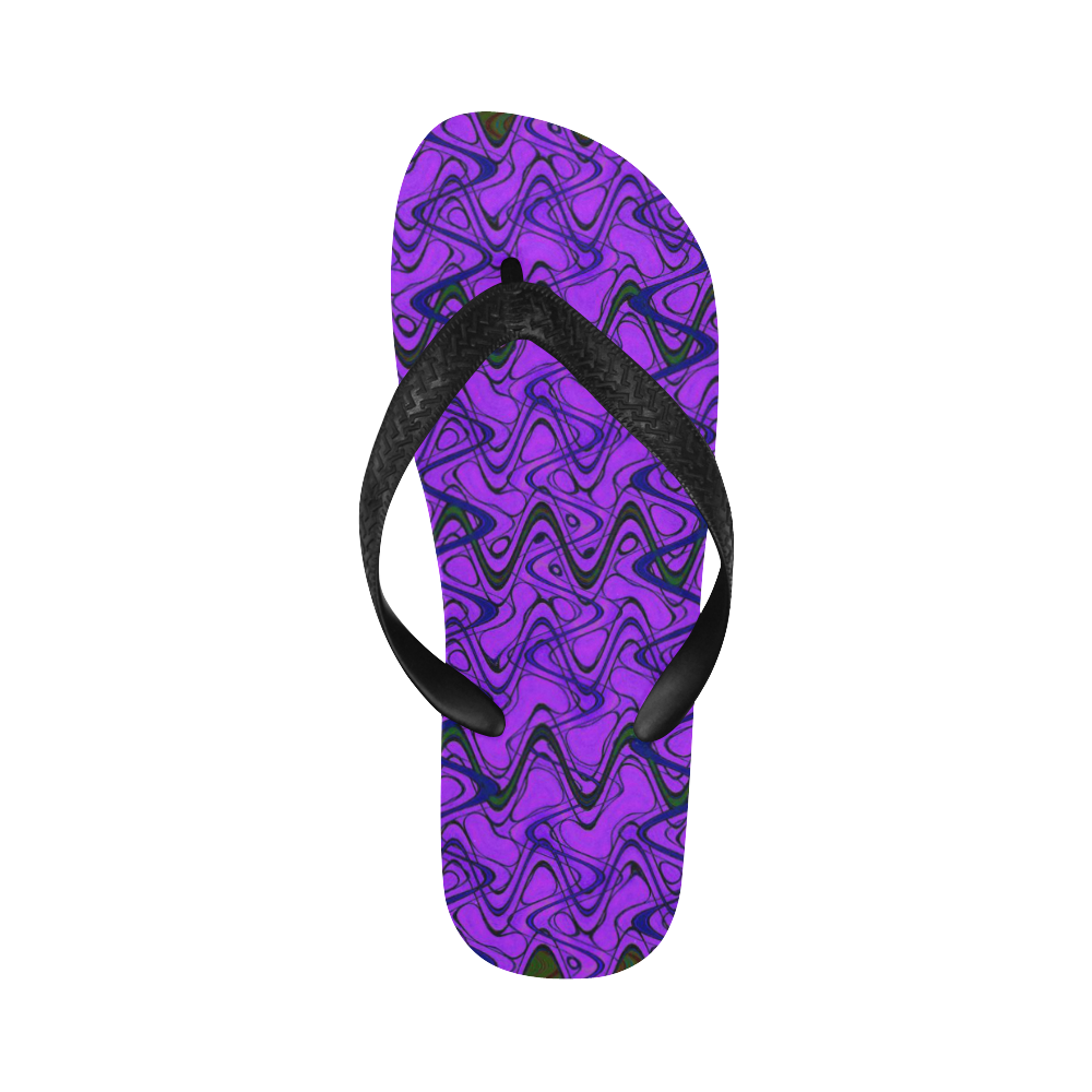 Purple and Black Waves Flip Flops for Men/Women (Model 040)