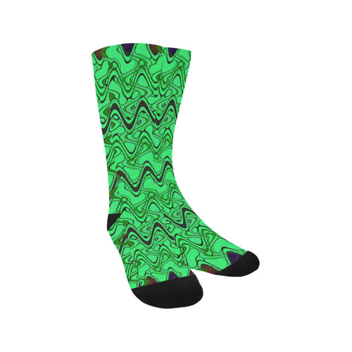 Green and Black Waves Trouser Socks