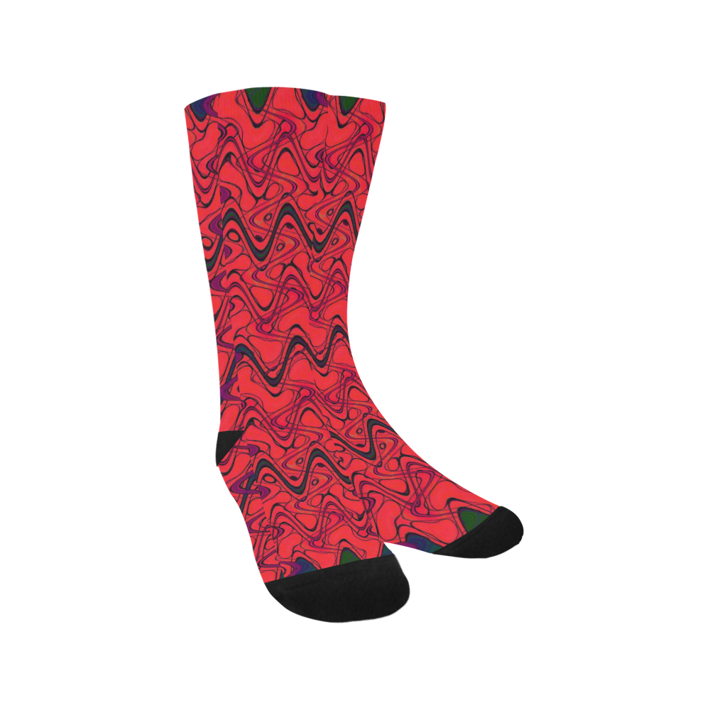 Red and Black Waves Trouser Socks