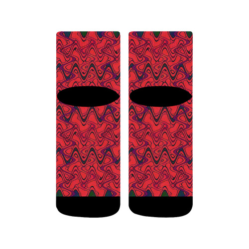 Red and Black Waves Quarter Socks