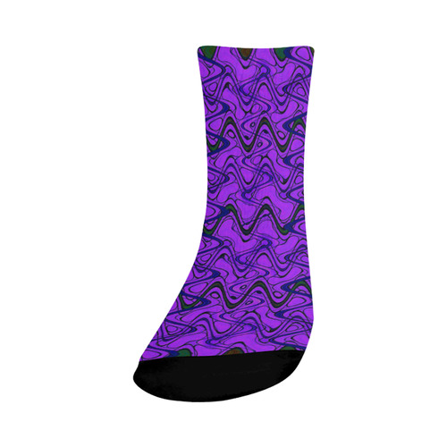 Purple and Black Waves Crew Socks
