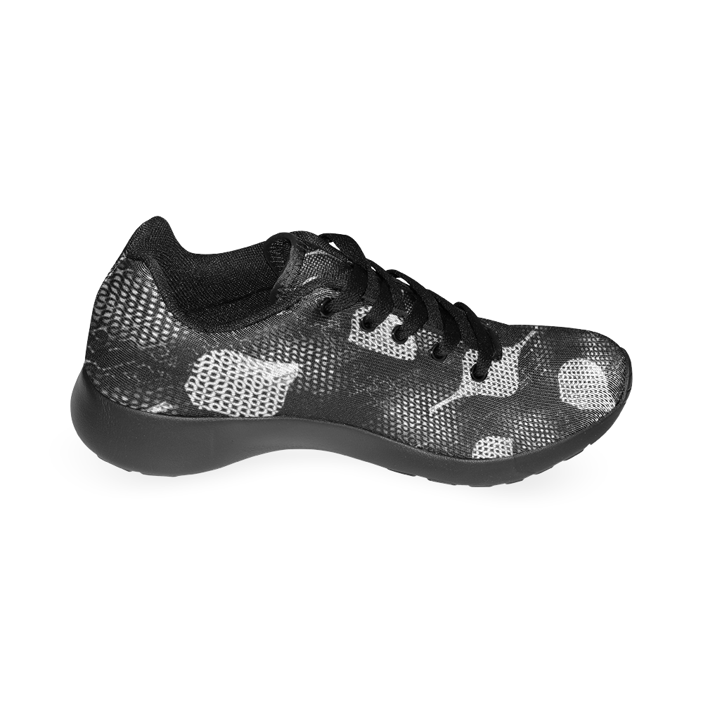 Black And White Truchet Women's Running Shoes/Large Size (Model 020)