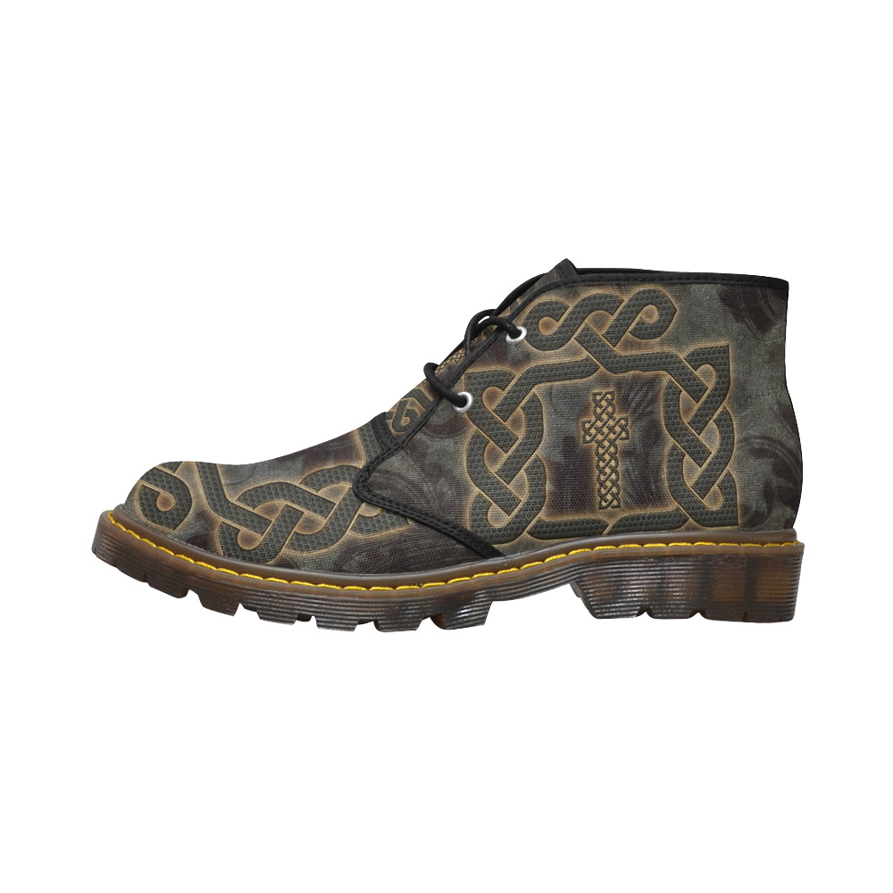 The celtic knot, rusty metal Men's Canvas Chukka Boots (Model 2402-1)