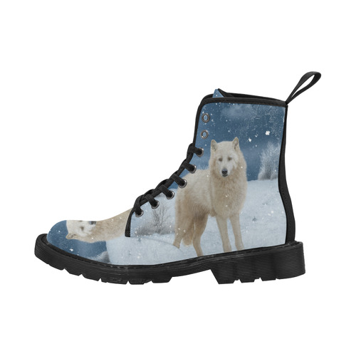 Awesome arctic wolf Martin Boots for Men (Black) (Model 1203H)