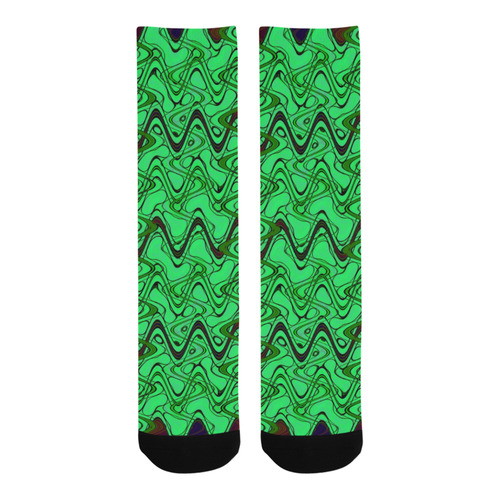 Green and Black Waves Trouser Socks