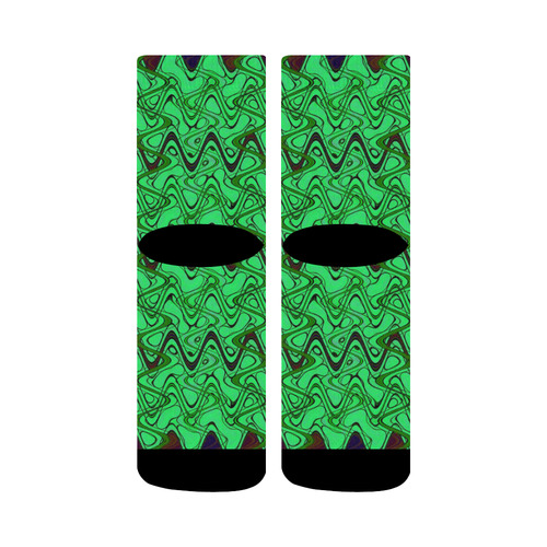 Green and Black Waves Crew Socks