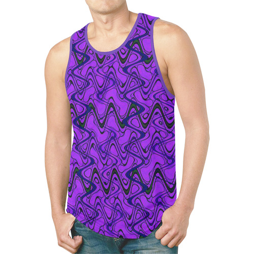 Purple and Black Waves New All Over Print Tank Top for Men (Model T46)