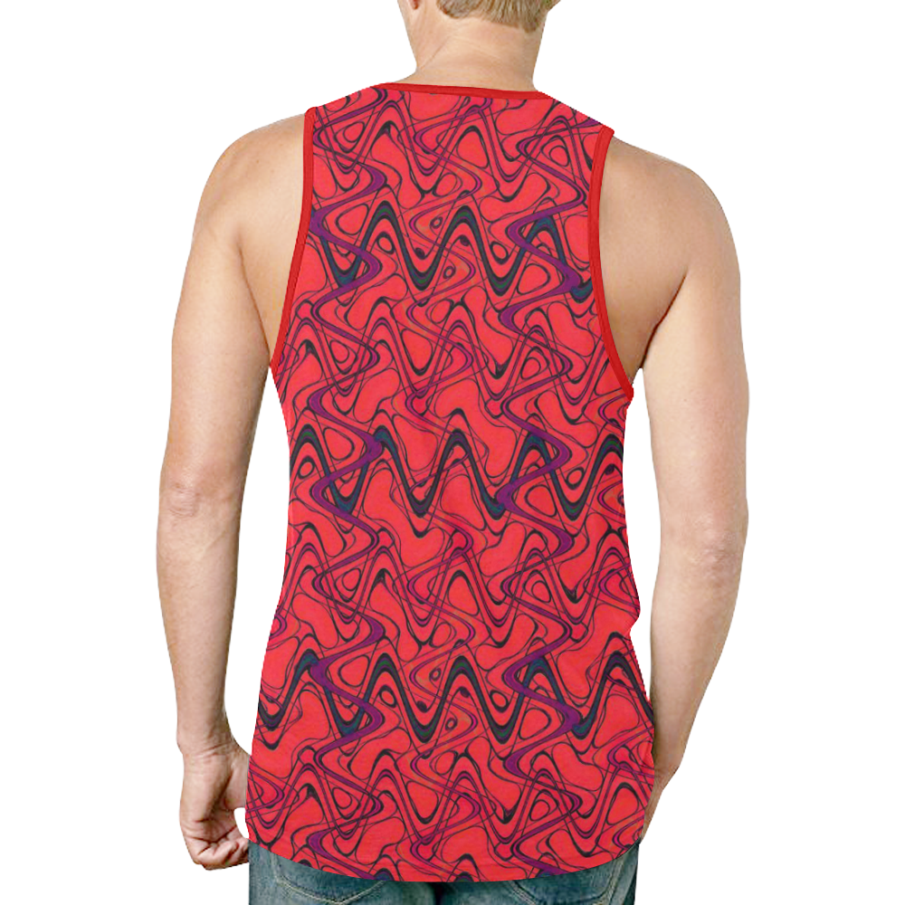 Red and Black Waves New All Over Print Tank Top for Men (Model T46)