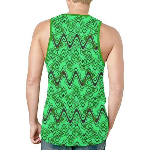 Green and Black Waves New All Over Print Tank Top for Men (Model T46)