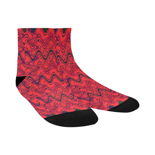 Red and Black Waves Quarter Socks