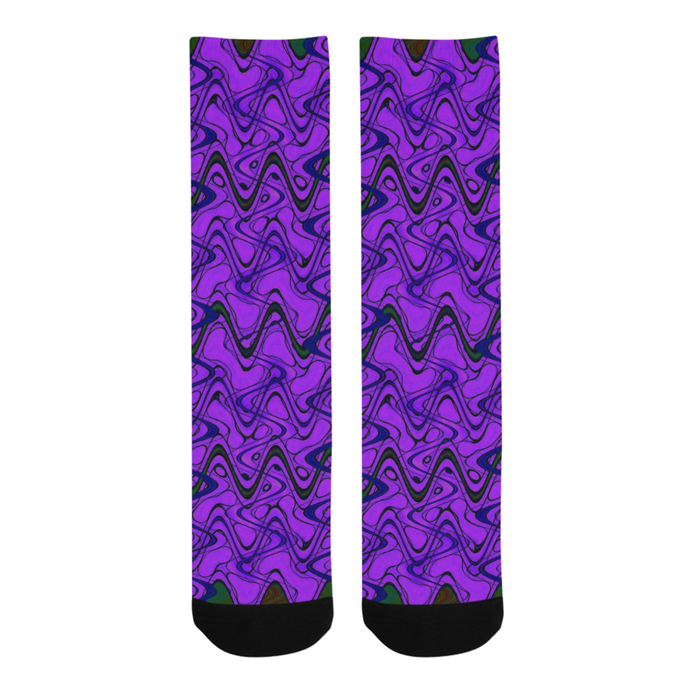 Purple and Black Waves Trouser Socks