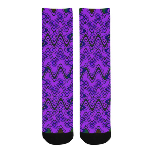 Purple and Black Waves Trouser Socks